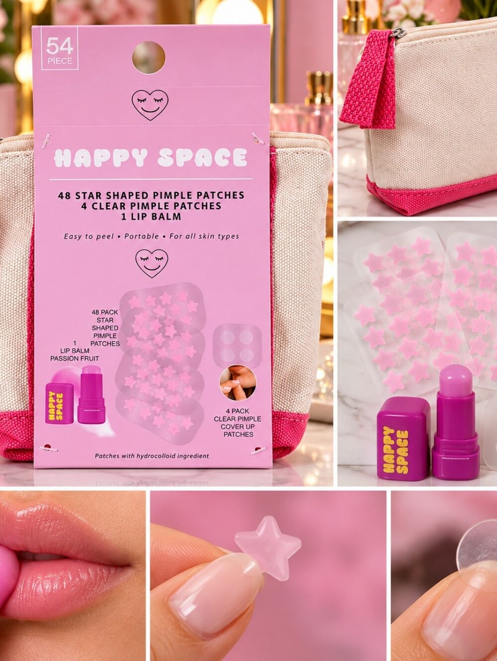 Pink Star Pimple Patch Kit with Lip Balm